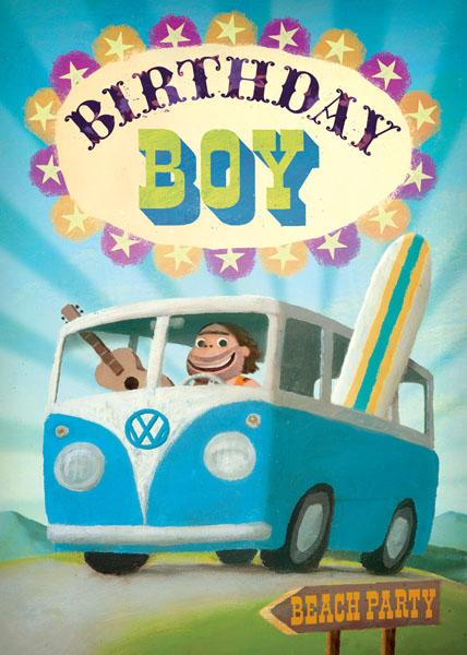 Birthday Boy Campervan Greeting Card by Stephen Mackey - Click Image to Close